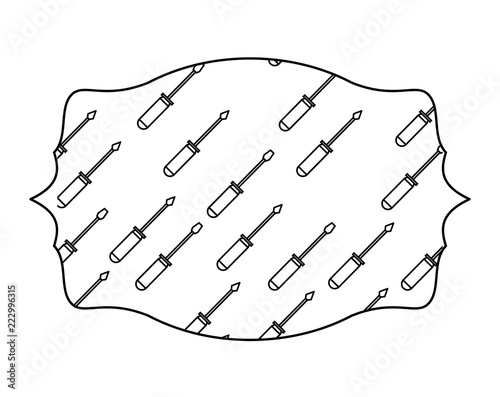 Screwdrivers label frame in black and white