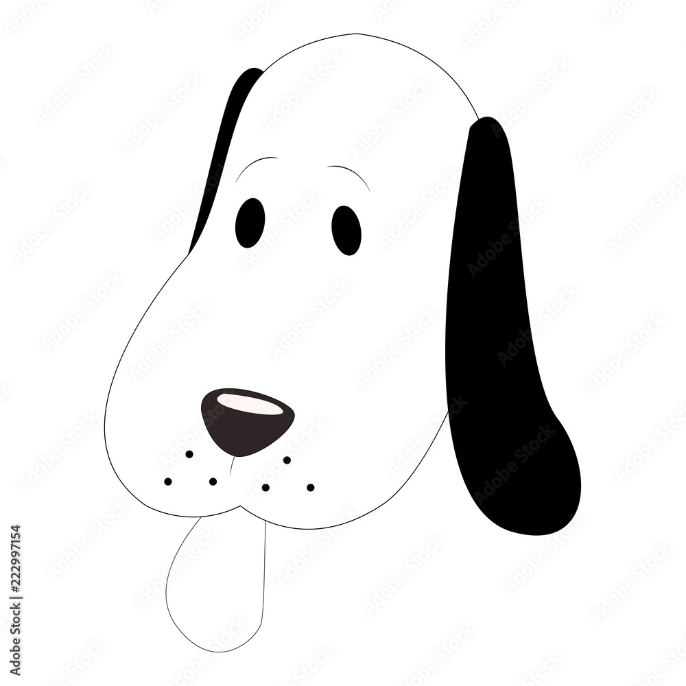 Fototapeta Dog head cartoon in black and white