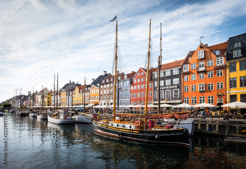 Canvas Print Nyhaven waterfront canal in Copenhagen Denmark