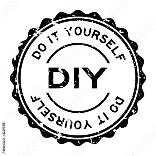 Grunge black DIY word (Abbreviation of Do it yourself) word round rubber seal stamp on white background
