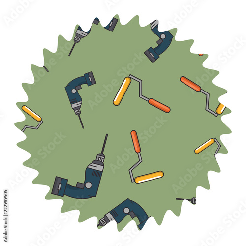 Drill and roll paint round label