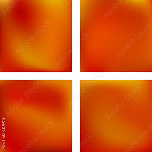 Fototapeta Naklejka Na Ścianę i Meble -  Set with abstract blurred backgrounds. Vector illustration. Modern geometrical backdrop. Abstract template. Red, orange colors.