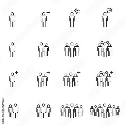 People Icons Line Work Group Team Vector Illustration