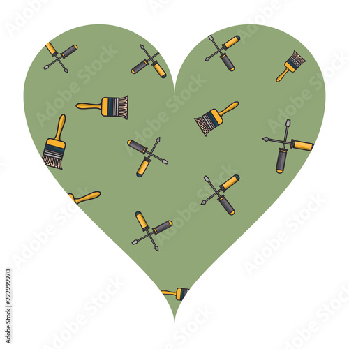 Paint brush and screwdrivers heart frame