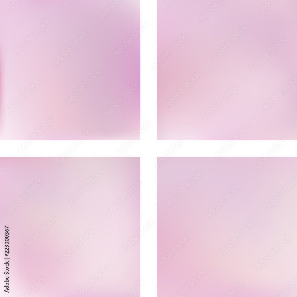 Set with abstract blurred backgrounds. Vector illustration. Modern geometrical backdrop. Abstract template. Pastel pink, white colors.