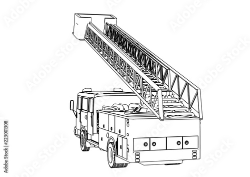 sketch of fire engine vector