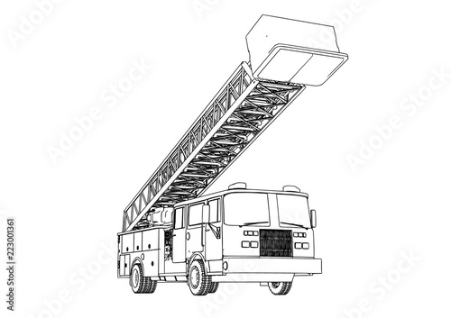 sketch of fire engine vector