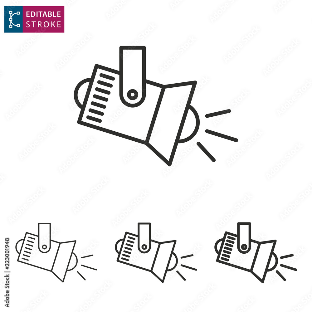 Spotlight line icon on white background. Editable stroke. Spotlight line icon on white background. Editable stroke.