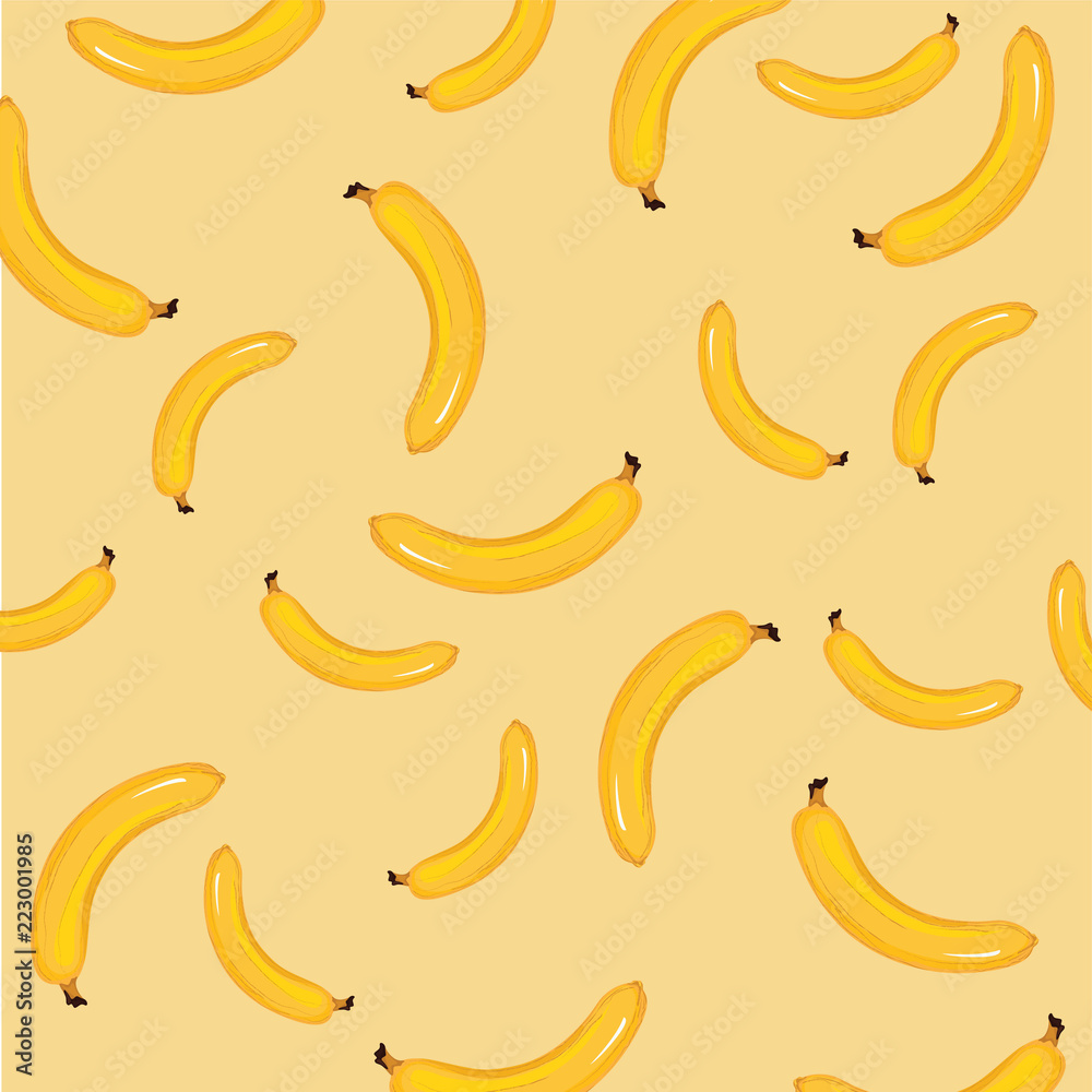 Yellow Bananas Background. Ripe bananas pattern bavkground.