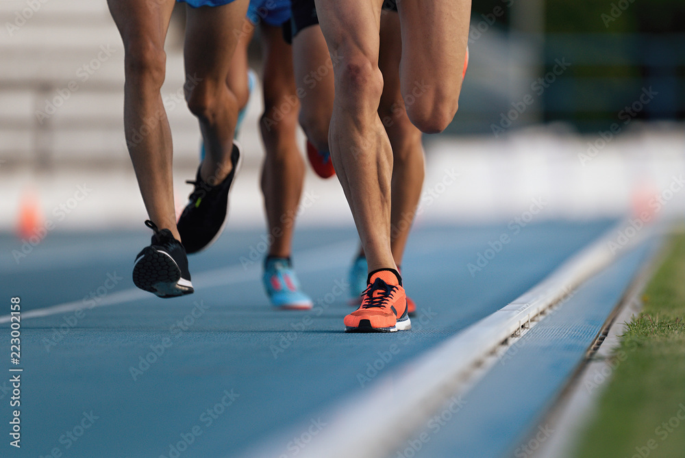 Athletics people running on the track field, race on track and field