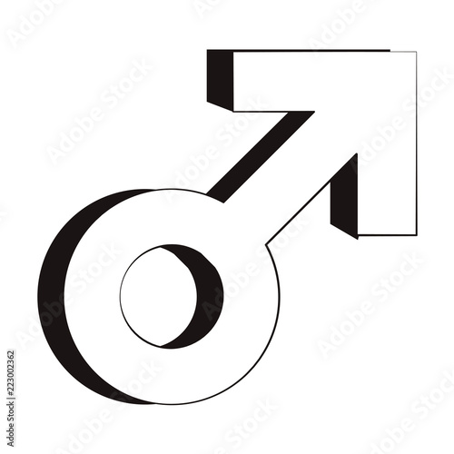 Male gender symbol in black and white