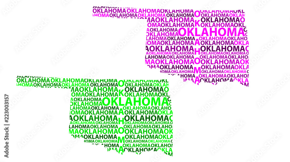 Sketch Oklahoma (United States of America) letter text map, Oklahoma