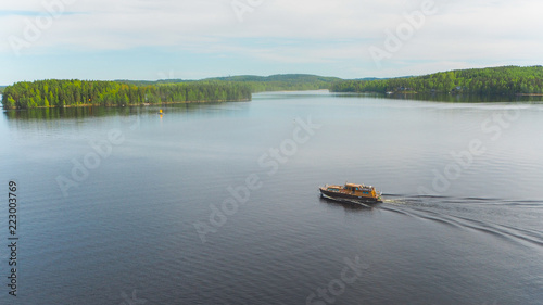 view at beautiful päijänne lake with boat