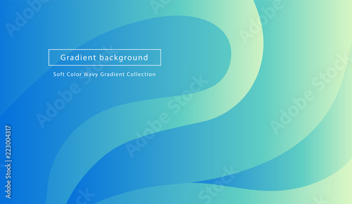 Wavy pastel blue, green, turquoise geometric background. Trendy abstract gradient shapes composition. Eps10 vector. Landing page template.