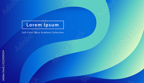 Wavy blue, green, turquoise geometric background. Trendy abstract gradient shapes composition. Eps10 vector. Landing page template.