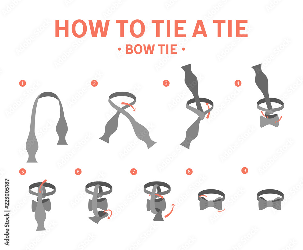 How to tie a bow tie instruction - obrazy, fototapety, plakaty 