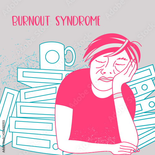 Mental health. Burnout syndrome. Mental disorder. Vector illustration.