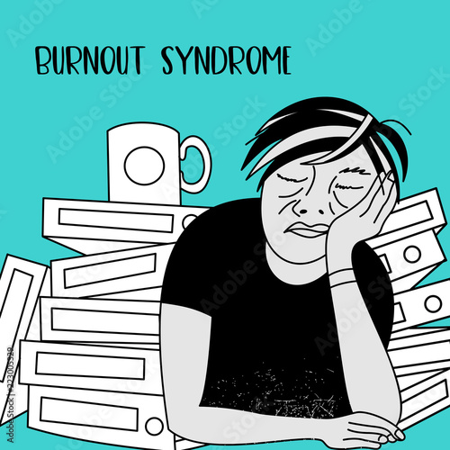 Mental health. Burnout syndrome. Mental disorder. Vector illustration.