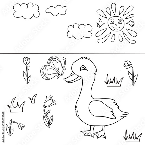 vector  isolated goose character  book coloring page