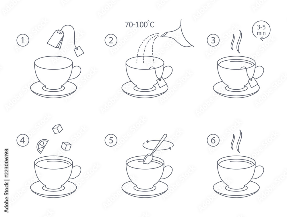 how-to-make-tea-with-tea-bag-instruction-stock-vector-adobe-stock