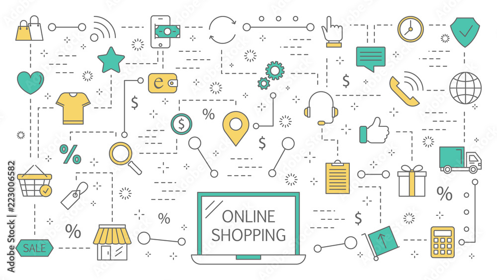 Online shopping. Buying goods and making payments Online shopping. Buying goods and making payments