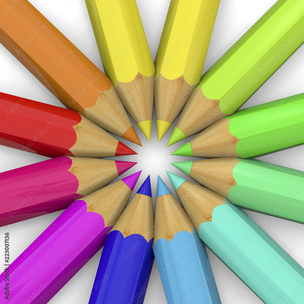 Naklejka premium Colorful Pencil - 3D