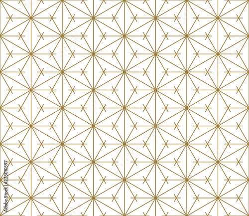 Seamless traditional Japanese ornament Kumiko.Golden color lines.