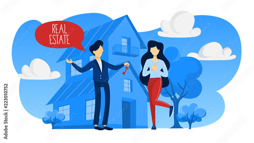 Real estate agent concept. House sale offering. Real estate agent concept. House sale offering.