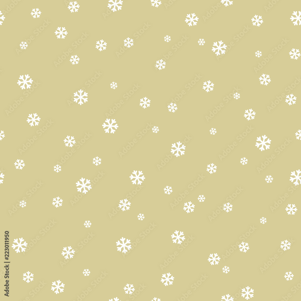 Seamless gold pattern with snowflakes. Vector holiday pattern