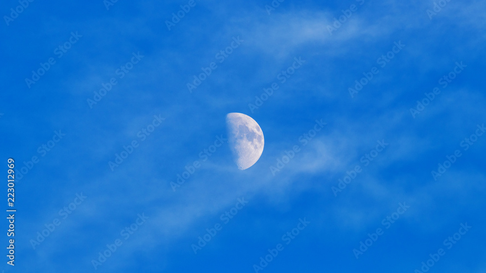 Moon on a background of blue sky Moon on a background of blue sky