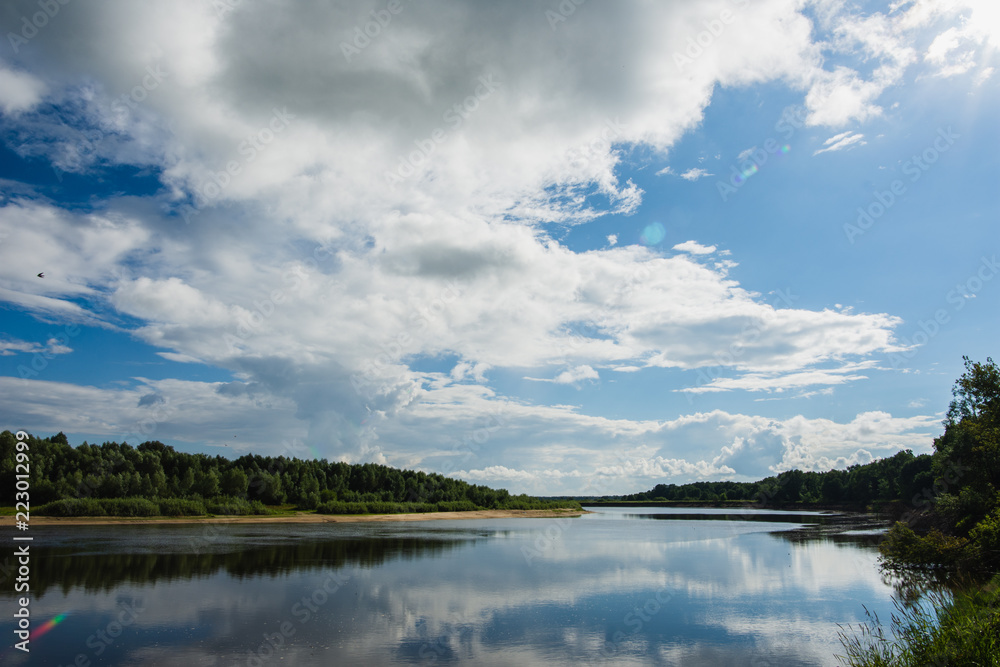 Oka river in summer Sunny day