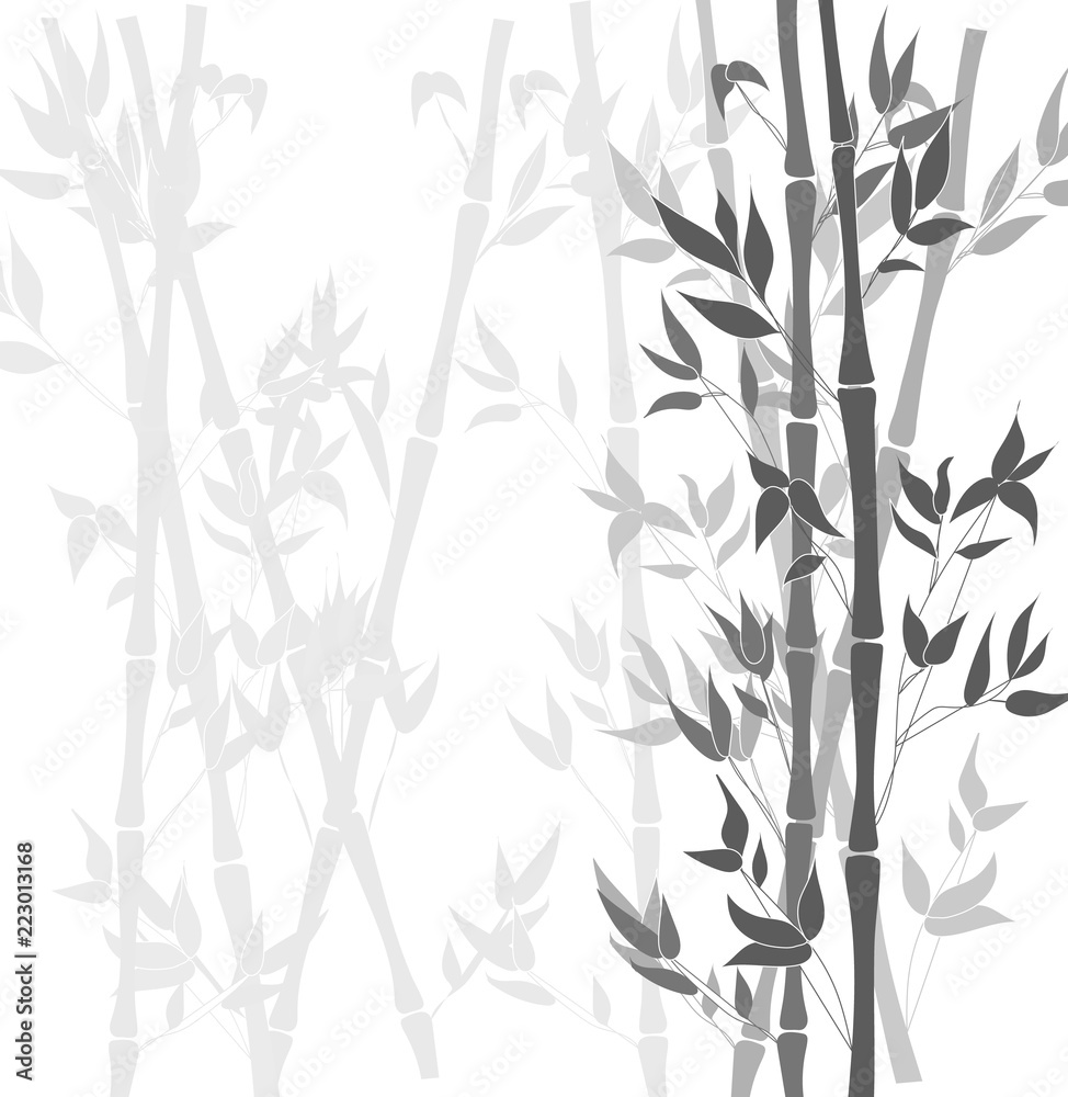 Vector Bamboo Black and White Background, Plants Silhouettes. Stock Vector  | Adobe Stock