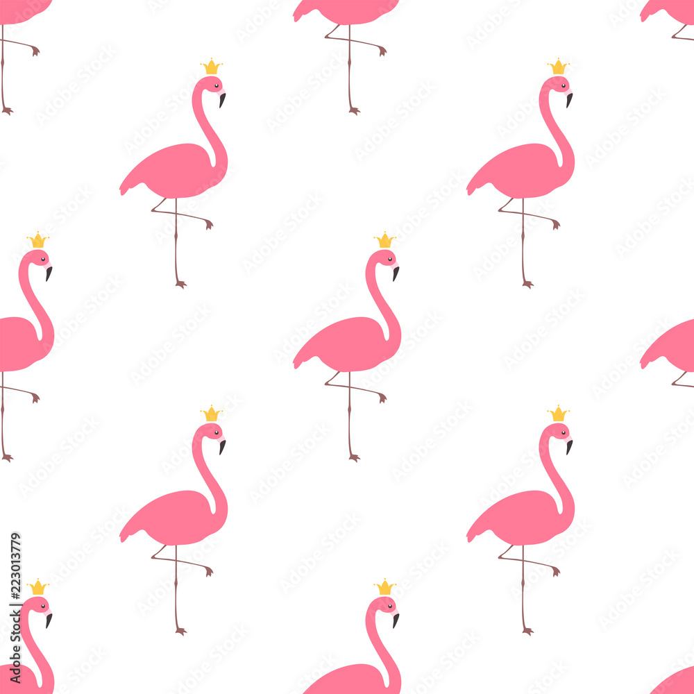 Fototapeta premium Flamingo with crown pattern