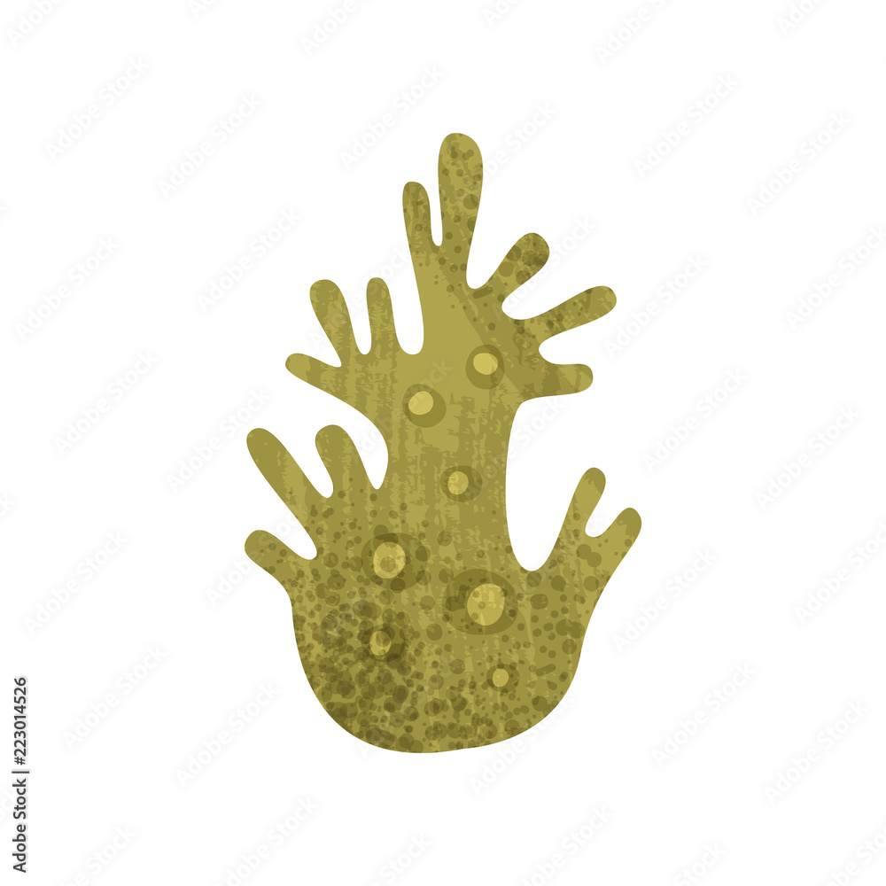 Obraz premium Flatvector icon of green marine coral with texture. Sea and ocean life. Aquarium decorative element. Tropical underwater plant
