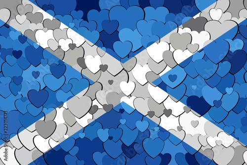 Scottish flag made of hearts background - Illustration, 
Flag of Scotland with hearts background