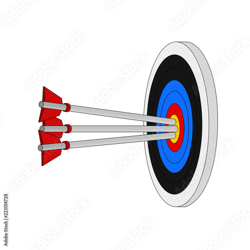Isolated business success archery three arrow to center target