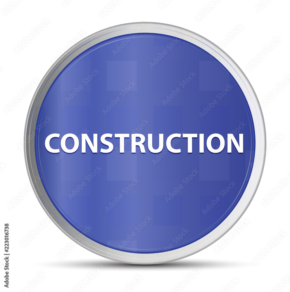 Construction blue round button Construction blue round button