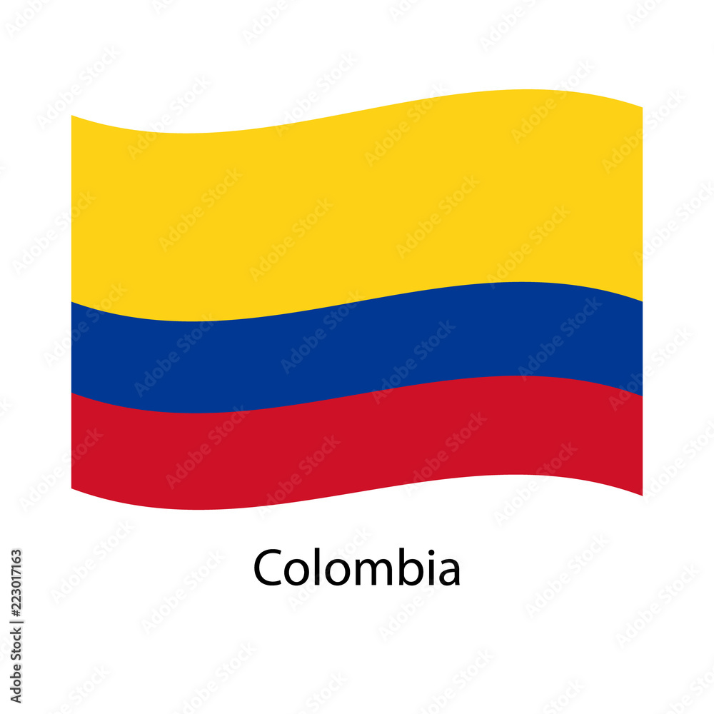 Colombia vector flags set. 5 wavy 3D cloth pennants fluttering on the wind Colombia vector flags set. 5 wavy 3D cloth pennants fluttering on the wind