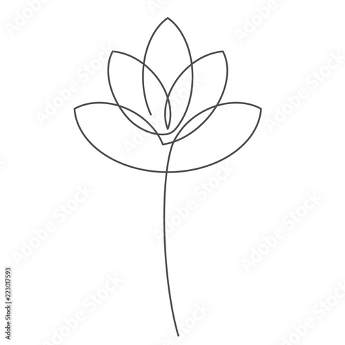 Fototapeta Naklejka Na Ścianę i Meble -  Flower lotus continuous line vector illustration with editable stroke for floral design or logo.