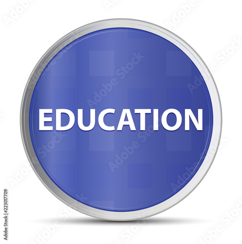 Education blue round button