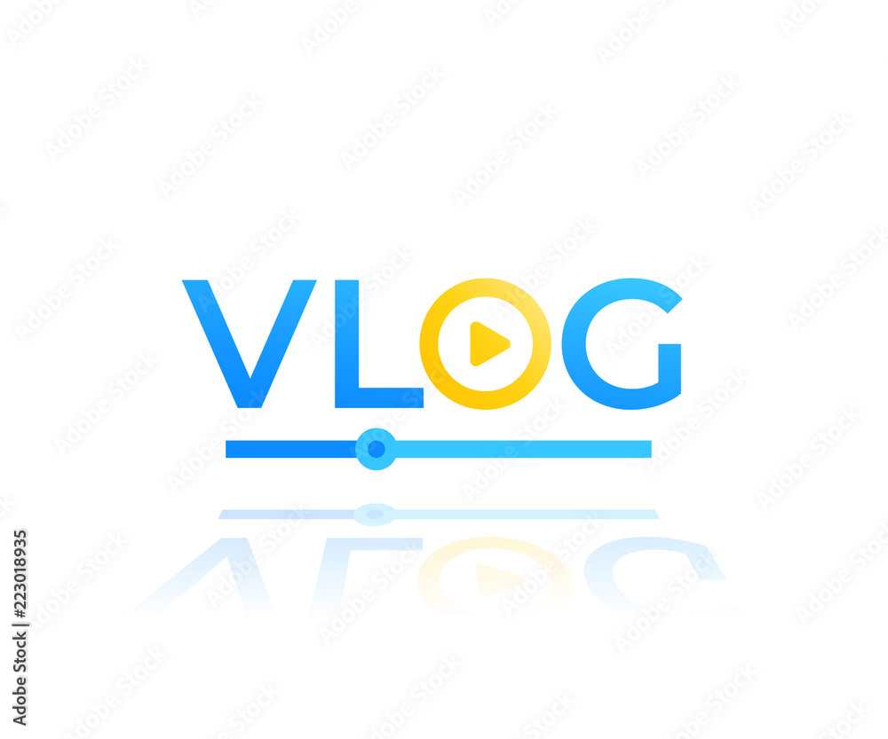 Vlog, video blogging, vector logo design Vlog, video blogging, vector logo design