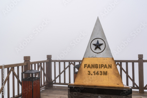 Peak of Fansipan in the clouds on SAPA VIETNAM. Top spot in Indochina altitude 3,143m landmark in VIETNAM photo