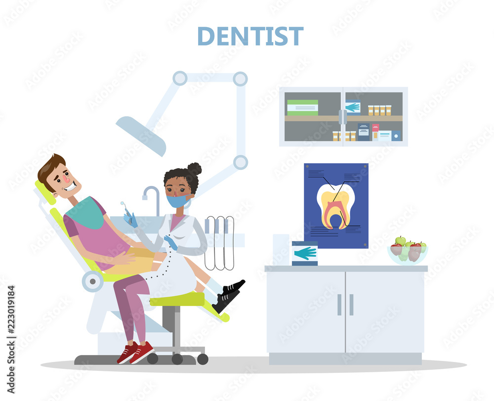 Man sitting in dental clinic with toothache Man sitting in dental clinic with toothache