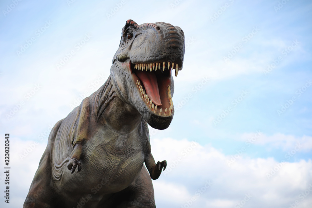 Obraz premium Park dinozaurów. Dinozaur na tle przyrody. Zabawka d