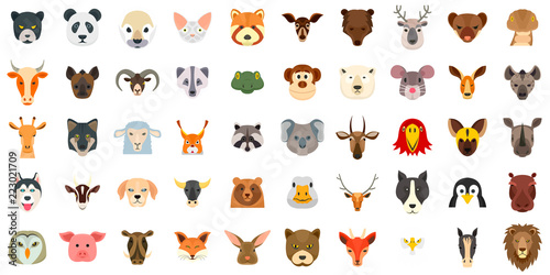 Animals icon set. Flat set of animals vector icons for web design © anatolir