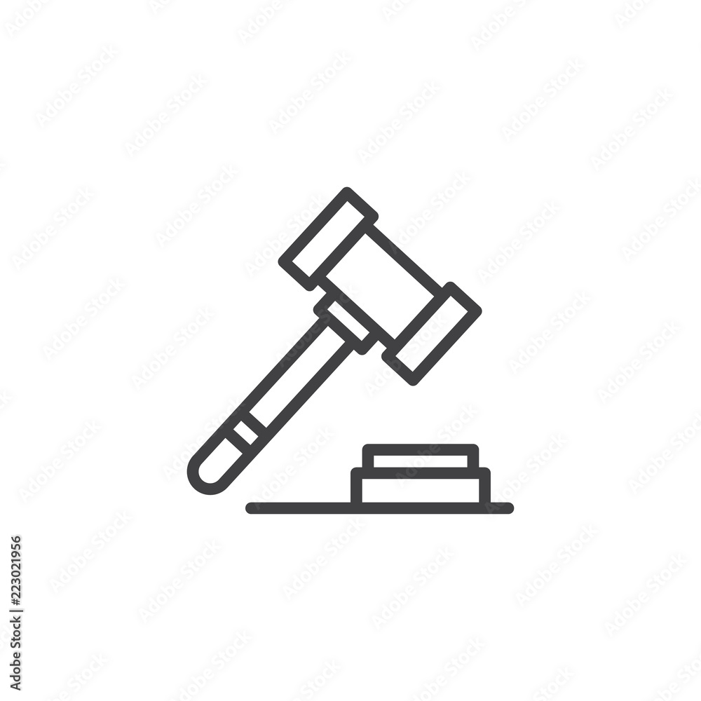 Auction hammer outline icon. linear style sign for mobile concept and web design. Judge Gavel simple line vector icon. Symbol, logo illustration. Pixel perfect vector graphics Auction hammer outline icon. linear style sign for mobile concept and web design. Judge Gavel simple line vector icon. Symbol, logo illustration. Pixel perfect vector graphics