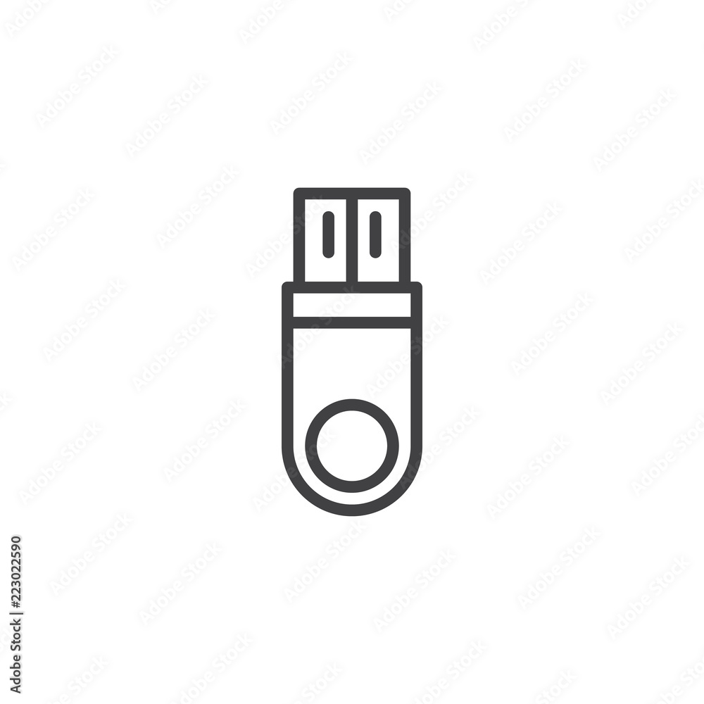 USB flash drive outline icon. linear style sign for mobile concept and web design. Pendrive simple line vector icon. Symbol, logo illustration. Pixel perfect vector graphics