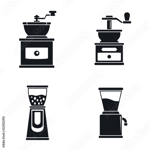 Coffee grinder mill icon set. Simple set of coffee grinder mill vector icons for web design on white background