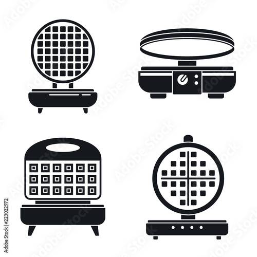 Belgian waffle-iron icon set. Simple set of belgian waffle-iron vector icons for web design on white background