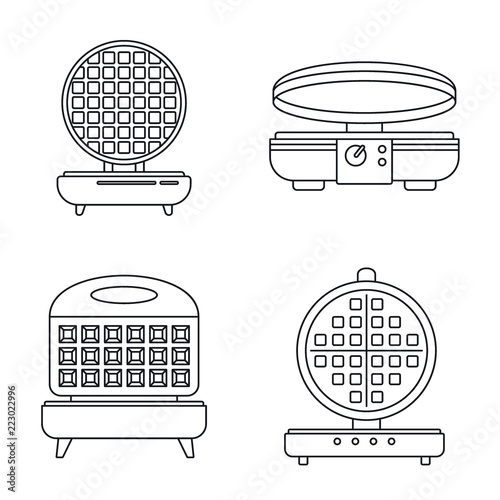 Home waffle-iron icon set. Outline set of home waffle-iron vector icons for web design isolated on white background